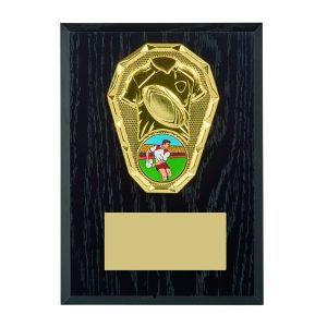 Black Wood Effect Plaque + Gold Rugby Trim