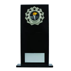 Black Glass Award with Metal Trim