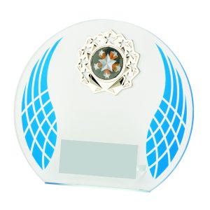 Blue Wreath Glass with Metal Trim