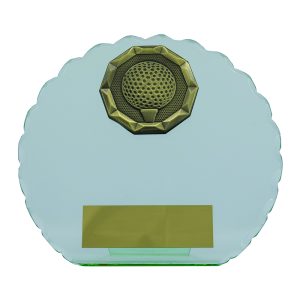 Jade Glass Circle + Gold Golf Trim