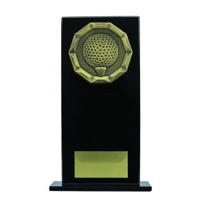 Black Glass Stand + Gold Golf Trim