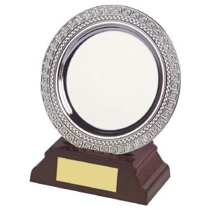 Silver Plated Salver on Wood Stand