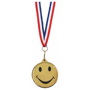 45mm Happy Medal on Red/White/Blue Ribbon