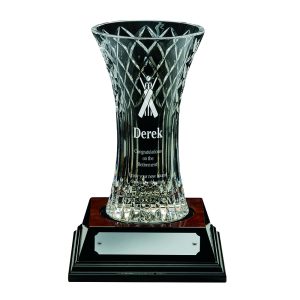 Crystal Vase with Panel & Base