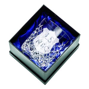 Whiskey Glass with Engravable Panel + Case