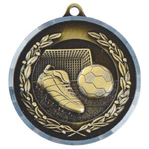 50mm Diamond Edged Football Medal (Gold/Silver)