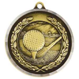 50mm Diamond Edged Golf Club Medal (Gold)