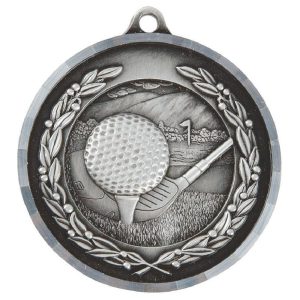 50mm Diamond Edged Golf Club Medal (Silver)