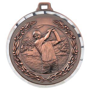 50mm Diamond Edged Male Golf Medal (Bronze)