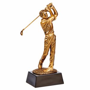 Antique Gold Resin Male Golfer