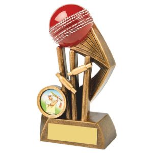 Resin Cricket Award with Red Ball - HEAVY