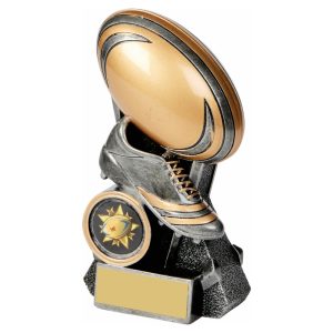 Antique Silver/Gold Rugby Ball/Boot