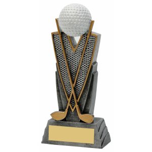 Antique Silver Resin Golf Ball/Clubs Award