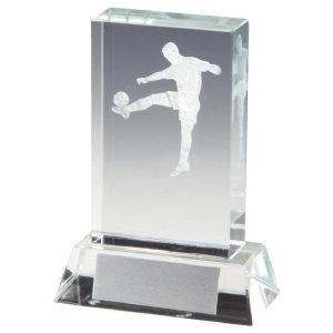 Crystal Football Award with 3D Image inside