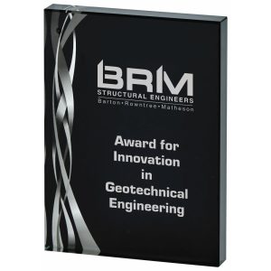 Rectangular Silver Glass Award - Black Background