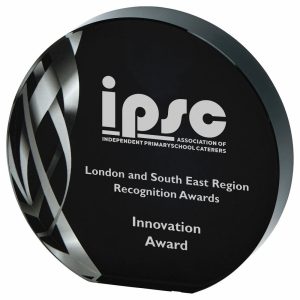Circular Silver Glass Award - Black Background