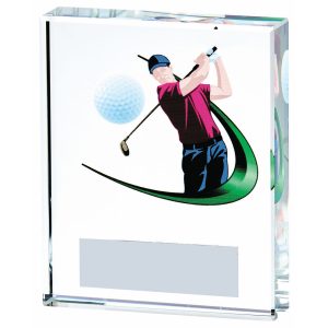 Clear/Colour Glass Golf Award - Male