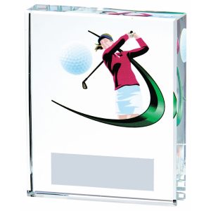 Clear/Colour Glass Golf Award - Female