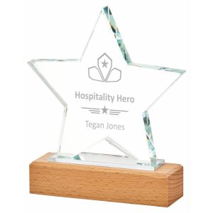 Glass Stand with Wavy Top and Wood Base