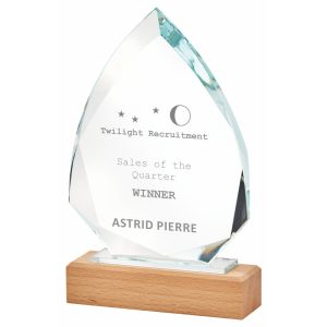 Glass Stand with Wooden Base