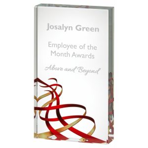 Red Ribbon Glass Block