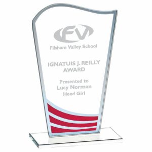 Clear Red Wave Glass Award
