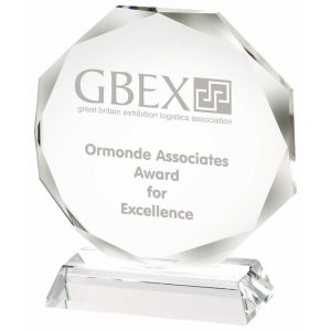 Crystal Octagonal Stand Award (In Presentation Case)