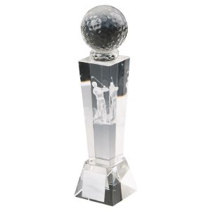 Crystal Column with 3D Male Golfer (In Presentation Case)