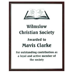 Wood Plaque Award with Colour Laminate Front - PLEASE SPECIFY COLOUR IN NOTES