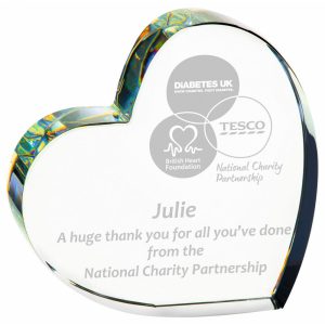Clear Heart Shaped Award - 25mm Thickness